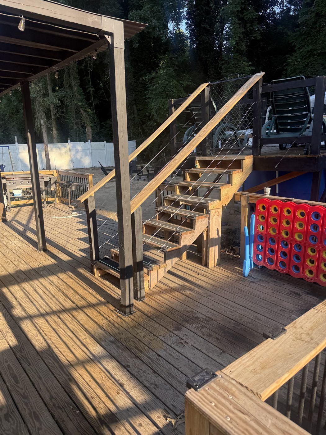 Deck with yard games